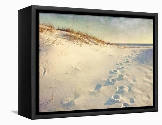 Footprints in the Sand Dunes Leading to the Ocean at Sunset. Soft Artistic Treatment with Canvas Te-forestpath-Framed Premier Image Canvas