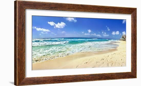 Footprints on the beach, Cancun, Mexico-Panoramic Images-Framed Photographic Print