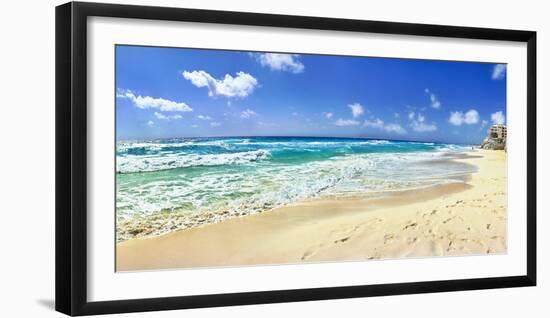 Footprints on the beach, Cancun, Mexico-Panoramic Images-Framed Photographic Print