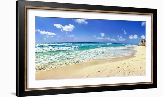 Footprints on the beach, Cancun, Mexico-Panoramic Images-Framed Photographic Print