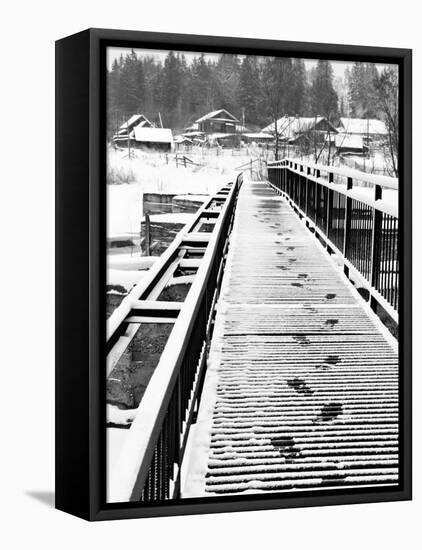 Footprints on the Bridge, Somino Village, Leningrad Region, Russia-Nadia Isakova-Framed Premier Image Canvas