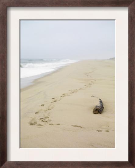 Footprints on Tranquil Beach-null-Framed Art Print