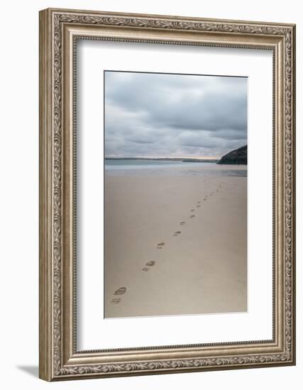 Footsteps in the Sand, Carbis Bay Beach, St. Ives, Cornwall, England, United Kingdom, Europe-Mark Doherty-Framed Photographic Print