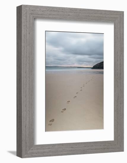 Footsteps in the Sand, Carbis Bay Beach, St. Ives, Cornwall, England, United Kingdom, Europe-Mark Doherty-Framed Photographic Print