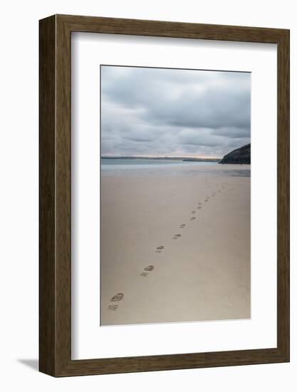 Footsteps in the Sand, Carbis Bay Beach, St. Ives, Cornwall, England, United Kingdom, Europe-Mark Doherty-Framed Photographic Print