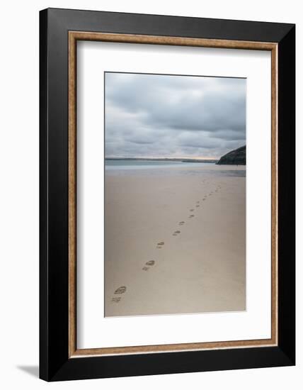 Footsteps in the Sand, Carbis Bay Beach, St. Ives, Cornwall, England, United Kingdom, Europe-Mark Doherty-Framed Photographic Print