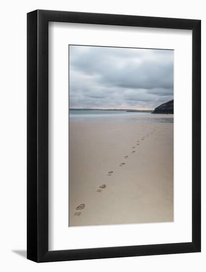 Footsteps in the Sand, Carbis Bay Beach, St. Ives, Cornwall, England, United Kingdom, Europe-Mark Doherty-Framed Photographic Print