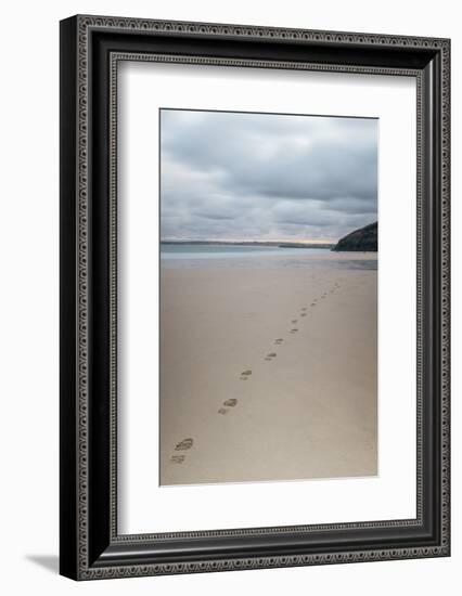 Footsteps in the Sand, Carbis Bay Beach, St. Ives, Cornwall, England, United Kingdom, Europe-Mark Doherty-Framed Photographic Print