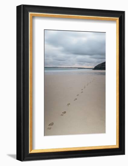 Footsteps in the Sand, Carbis Bay Beach, St. Ives, Cornwall, England, United Kingdom, Europe-Mark Doherty-Framed Photographic Print