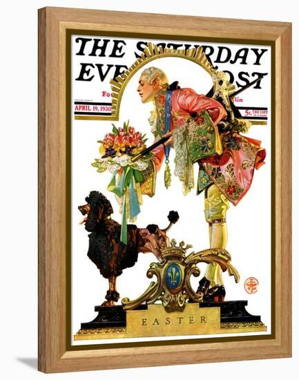 "Fop, Dog, and Flowers," Saturday Evening Post Cover, April 19, 1930-Joseph Christian Leyendecker-Framed Premier Image Canvas