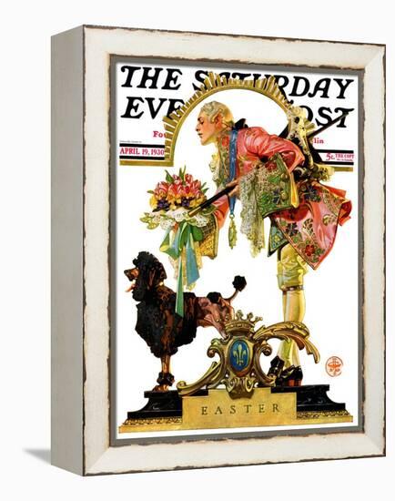"Fop, Dog, and Flowers," Saturday Evening Post Cover, April 19, 1930-Joseph Christian Leyendecker-Framed Premier Image Canvas