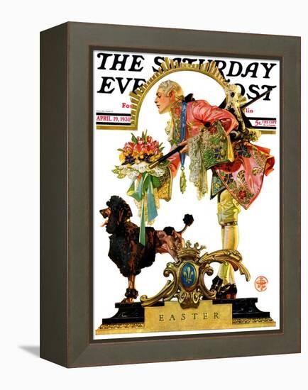 "Fop, Dog, and Flowers," Saturday Evening Post Cover, April 19, 1930-Joseph Christian Leyendecker-Framed Premier Image Canvas