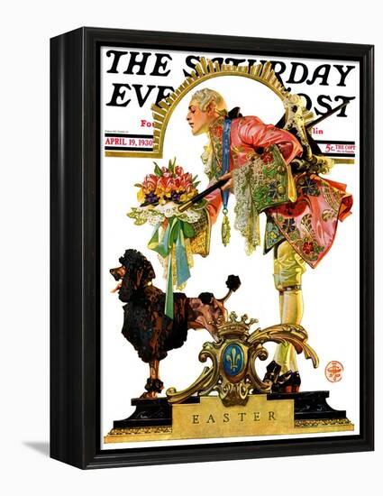 "Fop, Dog, and Flowers," Saturday Evening Post Cover, April 19, 1930-Joseph Christian Leyendecker-Framed Premier Image Canvas