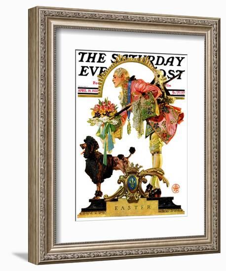 "Fop, Dog, and Flowers," Saturday Evening Post Cover, April 19, 1930-Joseph Christian Leyendecker-Framed Giclee Print