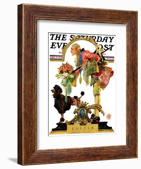 "Fop, Dog, and Flowers," Saturday Evening Post Cover, April 19, 1930-Joseph Christian Leyendecker-Framed Giclee Print