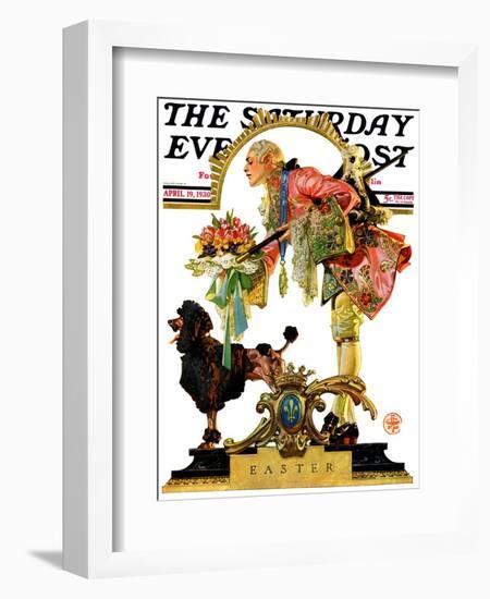 "Fop, Dog, and Flowers," Saturday Evening Post Cover, April 19, 1930-Joseph Christian Leyendecker-Framed Giclee Print