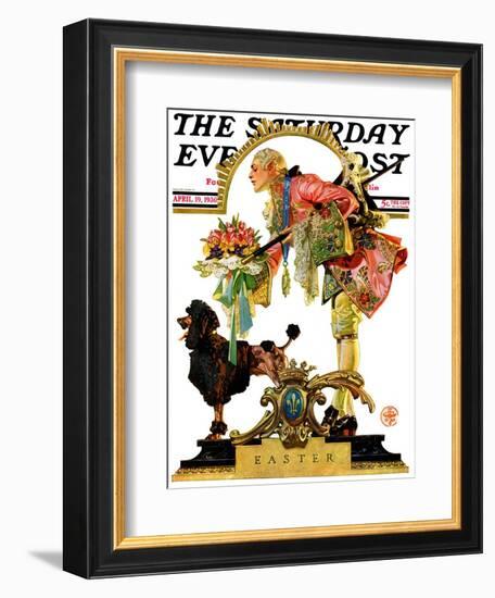 "Fop, Dog, and Flowers," Saturday Evening Post Cover, April 19, 1930-Joseph Christian Leyendecker-Framed Giclee Print