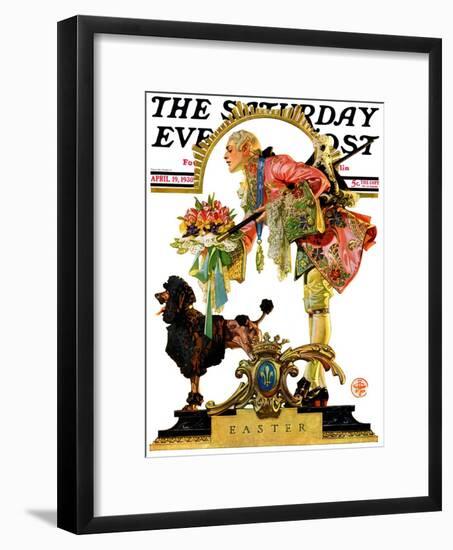 "Fop, Dog, and Flowers," Saturday Evening Post Cover, April 19, 1930-Joseph Christian Leyendecker-Framed Giclee Print