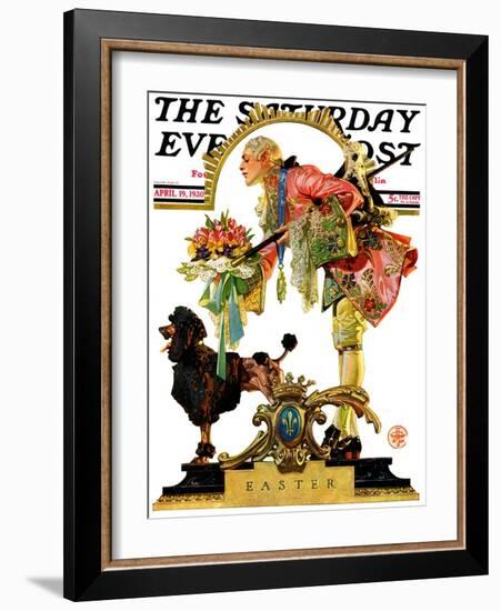 "Fop, Dog, and Flowers," Saturday Evening Post Cover, April 19, 1930-Joseph Christian Leyendecker-Framed Giclee Print