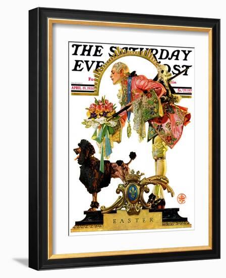 "Fop, Dog, and Flowers," Saturday Evening Post Cover, April 19, 1930-Joseph Christian Leyendecker-Framed Giclee Print