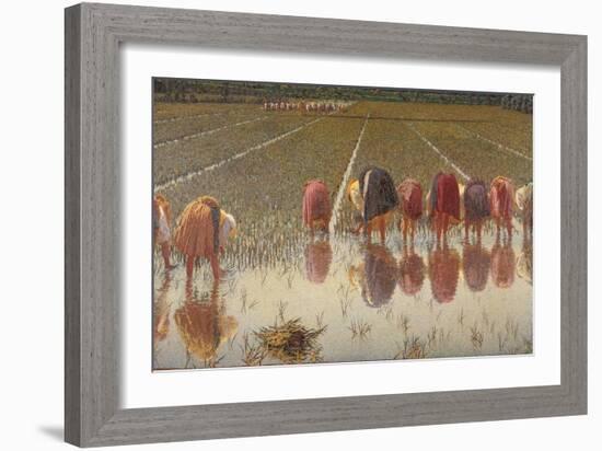 For 80 Cents, Row of Women Workers in a Rice Field, 1893-Angelo Morbelli-Framed Art Print