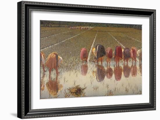 For 80 Cents, Row of Women Workers in a Rice Field, 1893-Angelo Morbelli-Framed Art Print