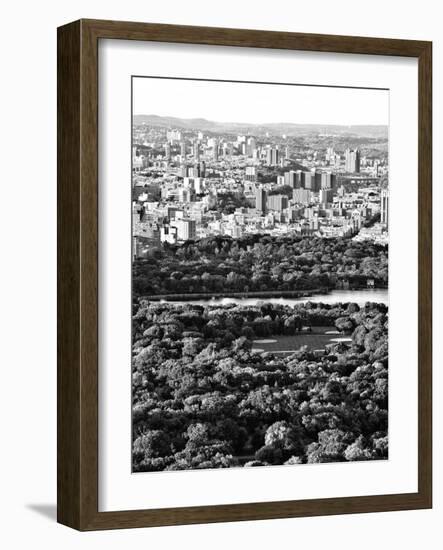 For a Baseball Field in Central Parc at Sunset, Manhattan, NYC, US, Black and White Photography-Philippe Hugonnard-Framed Photographic Print