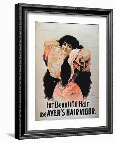 For Beautiful Hair Use Ayer's Hair Vigor' (Colour Litho)-American-Framed Giclee Print