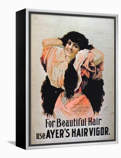 For Beautiful Hair Use Ayer's Hair Vigor' (Colour Litho)-American-Framed Premier Image Canvas