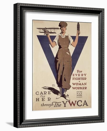 For Every Fighter a Woman Worker, 1st World War Ywca Propaganda Poster-Adolph Treidler-Framed Giclee Print