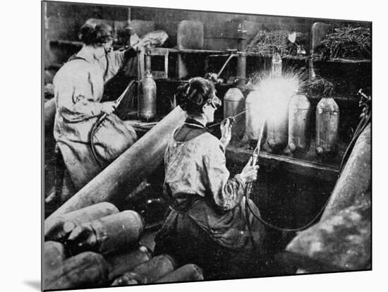 For General Petain's Guns, French Women Finishing Shell Cases, from 'The Illustrated War News'-null-Mounted Giclee Print