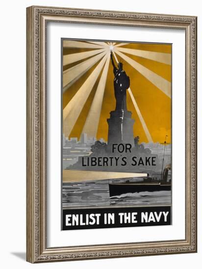For Liberty's Sake, Enlist in the Navy, 1917-null-Framed Giclee Print