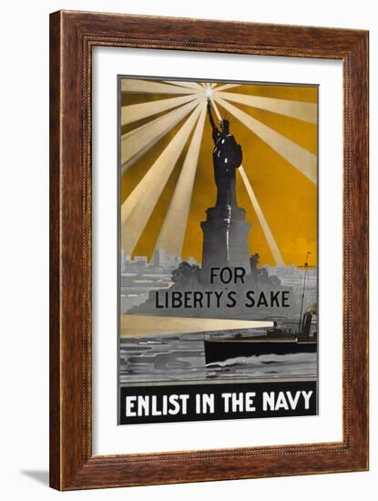 For Liberty's Sake, Enlist in the Navy, 1917-null-Framed Giclee Print