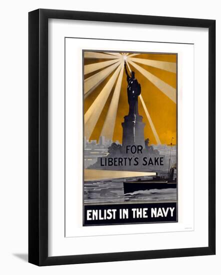 For Liberty's Sake, Enlist in the Navy, c.1917-null-Framed Art Print