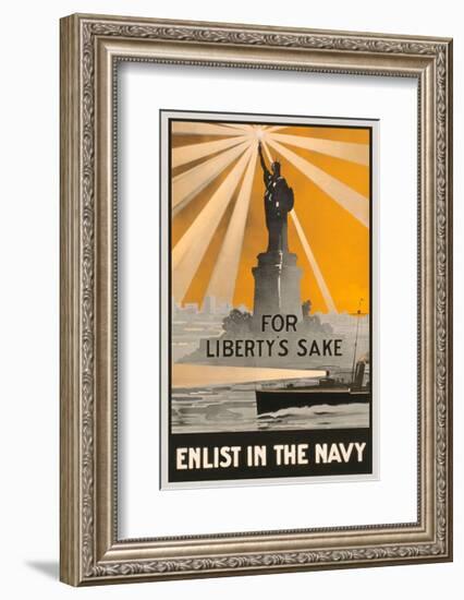 For Liberty’s Sake, Enlist in the Navy-Vintage Reproduction-Framed Giclee Print