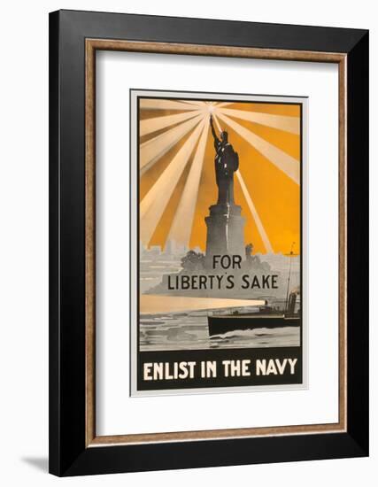 For Liberty’s Sake, Enlist in the Navy-Vintage Reproduction-Framed Giclee Print