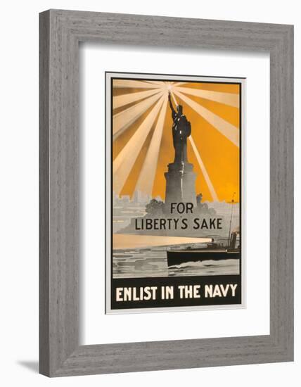 For Liberty’s Sake, Enlist in the Navy-Vintage Reproduction-Framed Giclee Print