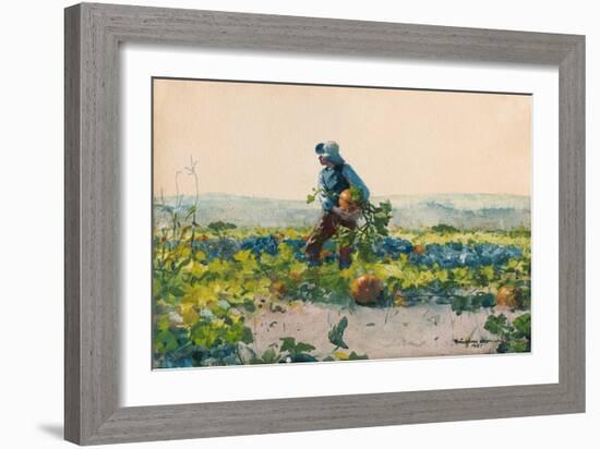 For to Be a Farmers Boy, by Winslow Homer, 1836-1910, American, realist painting,-Winslow Homer-Framed Art Print