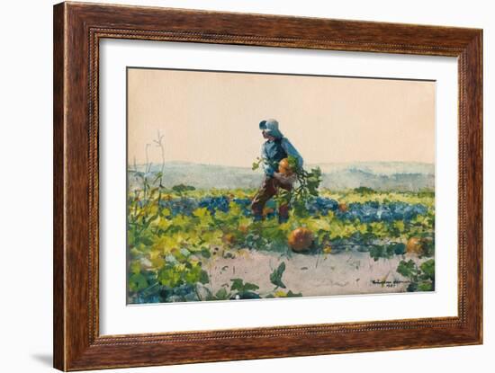 For to Be a Farmers Boy, by Winslow Homer, 1836-1910, American, realist painting,-Winslow Homer-Framed Art Print