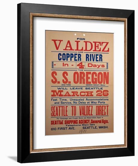 "For Valdex and Copper River", 1901-null-Framed Giclee Print