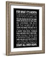 For What It's Worth Quote (Black) Motivational Poster-null-Framed Art Print