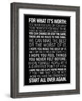 For What It's Worth Quote (Black) Motivational Poster-null-Framed Art Print