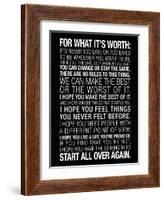 For What It's Worth Quote (Black) Motivational Poster-null-Framed Art Print