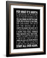 For What It's Worth Quote (Black) Motivational Poster-null-Framed Art Print