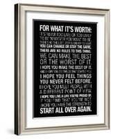 For What It's Worth Quote (Black) Motivational Poster-null-Framed Art Print
