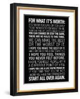 For What It's Worth Quote (Black) Motivational Poster-null-Framed Art Print