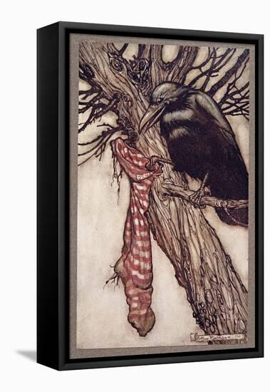 For Years He Had Been Quietyly Filling His Stockings, from Peter Pan in Kensington Gardens by J M B-Arthur Rackham-Framed Premier Image Canvas