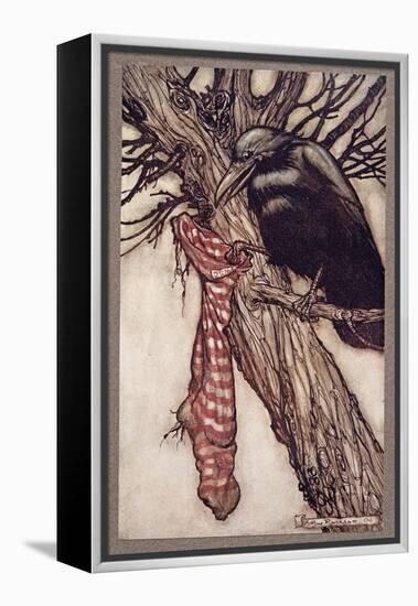 For Years He Had Been Quietyly Filling His Stockings, from Peter Pan in Kensington Gardens by J M B-Arthur Rackham-Framed Premier Image Canvas