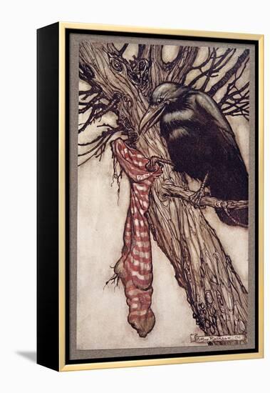 For Years He Had Been Quietyly Filling His Stockings, from Peter Pan in Kensington Gardens by J M B-Arthur Rackham-Framed Premier Image Canvas