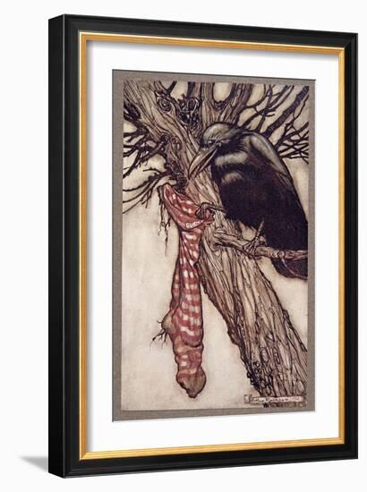 For Years He Had Been Quietyly Filling His Stockings, from Peter Pan in Kensington Gardens by J M B-Arthur Rackham-Framed Giclee Print